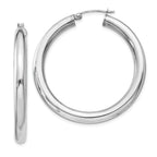 Sterling Silver Rhodium-plated 4mm Round Hoop Earrings