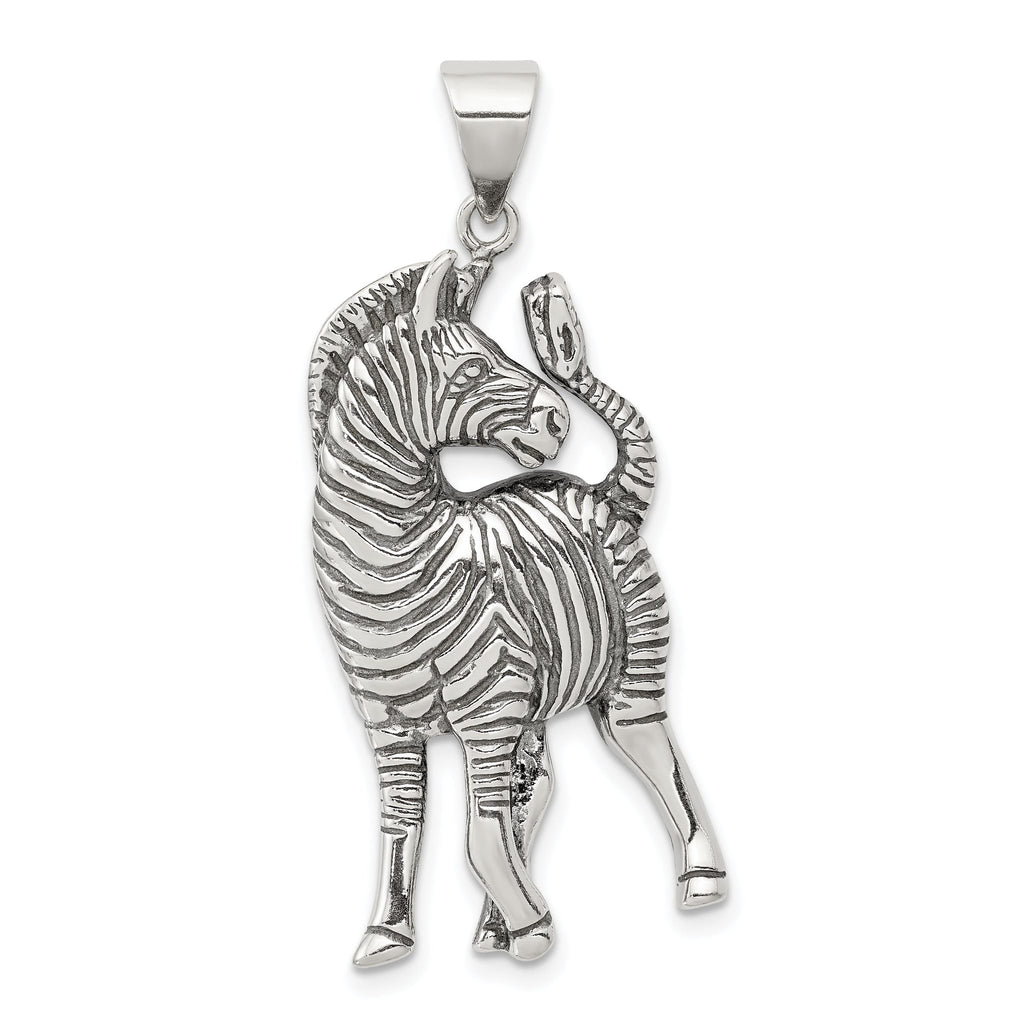 Sterling Silver 925 Antiqued Zebra Pendant for Men by Sophia Jewelers