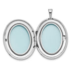 Sterling Silver Rhodium-plated Polished Front/Brushed Back Miraculous Medal 20mm Oval Locket