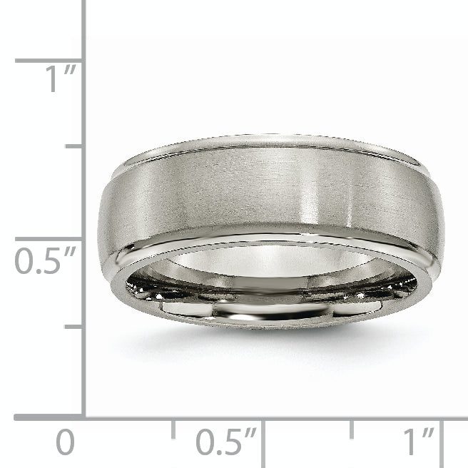 Ridged-Edge Comfort-Fit Wedding Band in Titanium, 8mm