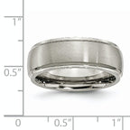 Ridged-Edge Comfort-Fit Wedding Band in Titanium, 8mm