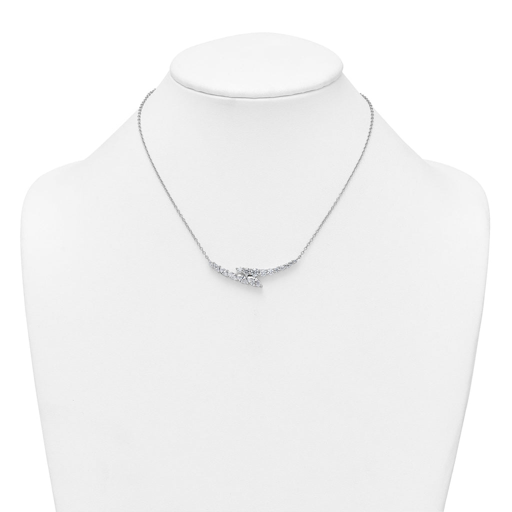 14k White Gold 3 carat Lab Grown Diamond VS/SI+ G+ Complete 18 inch Fashion Bar Necklace