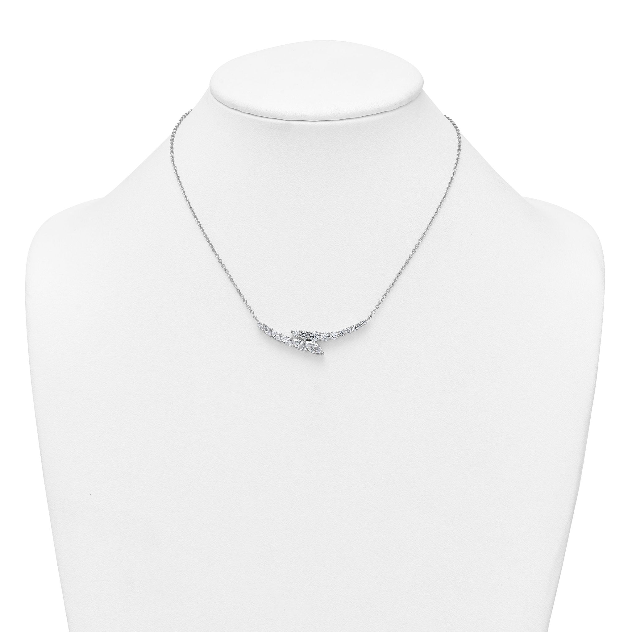 14k White Gold 3 carat Lab Grown Diamond VS/SI+ G+ Complete 18 inch Fashion Bar Necklace