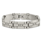 Stainless Steel Polished and Satin with Black Cubic Zirconia Bracelet for Men