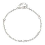 Sterling Silver Moon and Star 9 inch Plus 1 inch Extender - Total 10 inch Anklet