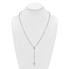 Sterling Silver Polished and Beaded Rosary 24 inch Necklace