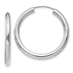 Sterling Silver 925 Rhodium-Plated Endless Hoop Earrings, Elegant Polished Finish