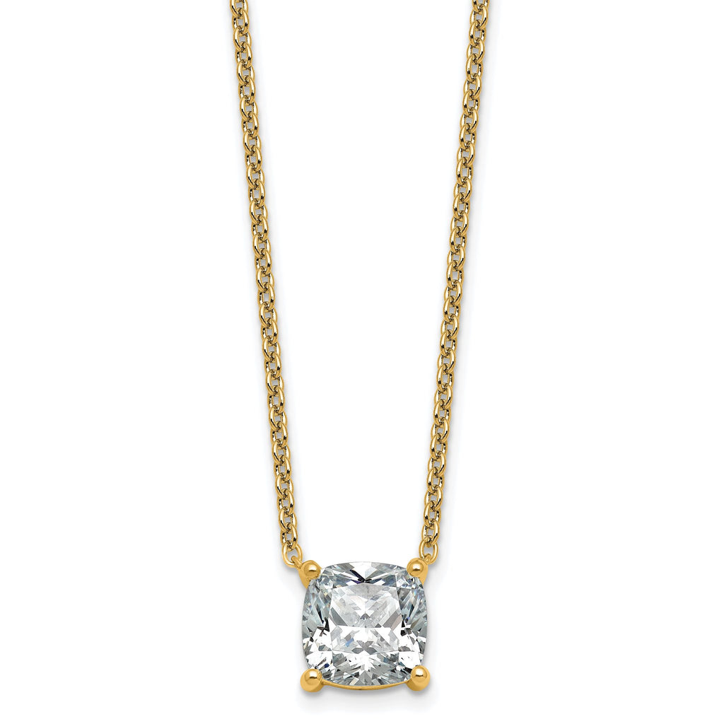 14k 4 carat Certified Lab Grown Diamond VS+ F+ Cushion Complete 18 inch Four Prong Pendant Necklace