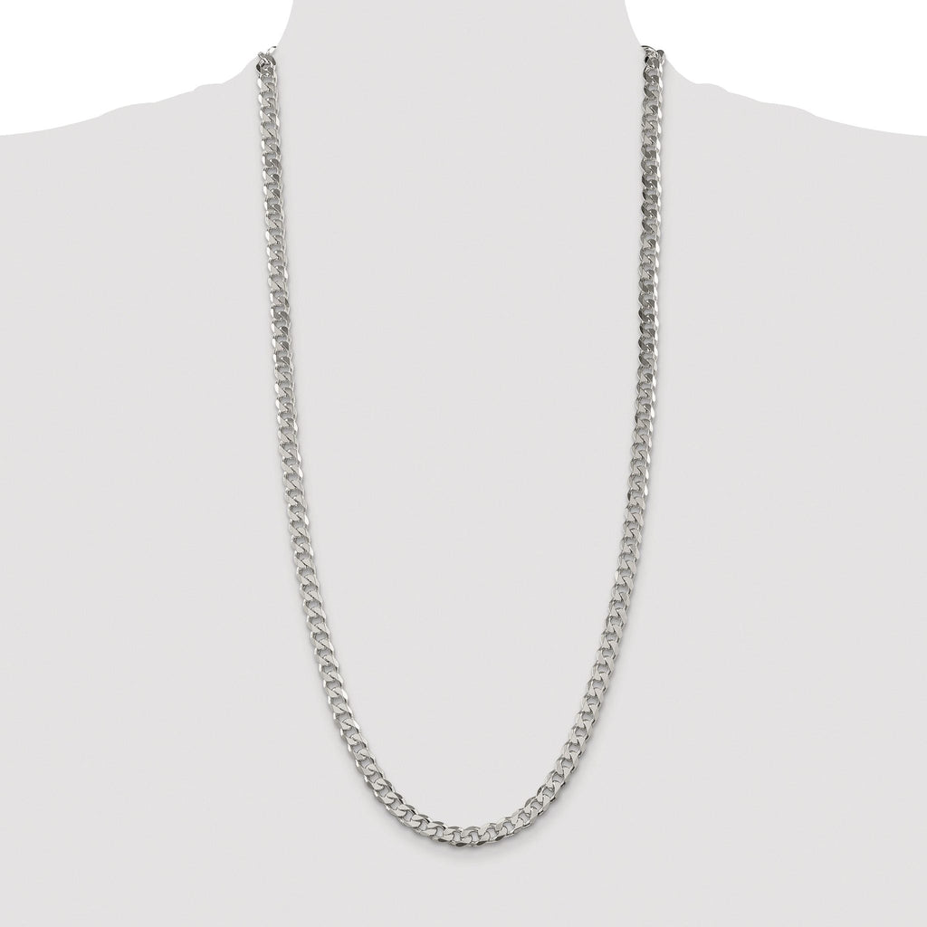 Sterling Silver Rhodium-plated 7mm Pavâ Curb Chain