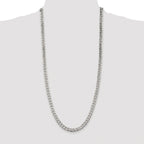 Sterling Silver Rhodium-plated 7mm Pavâ Curb Chain