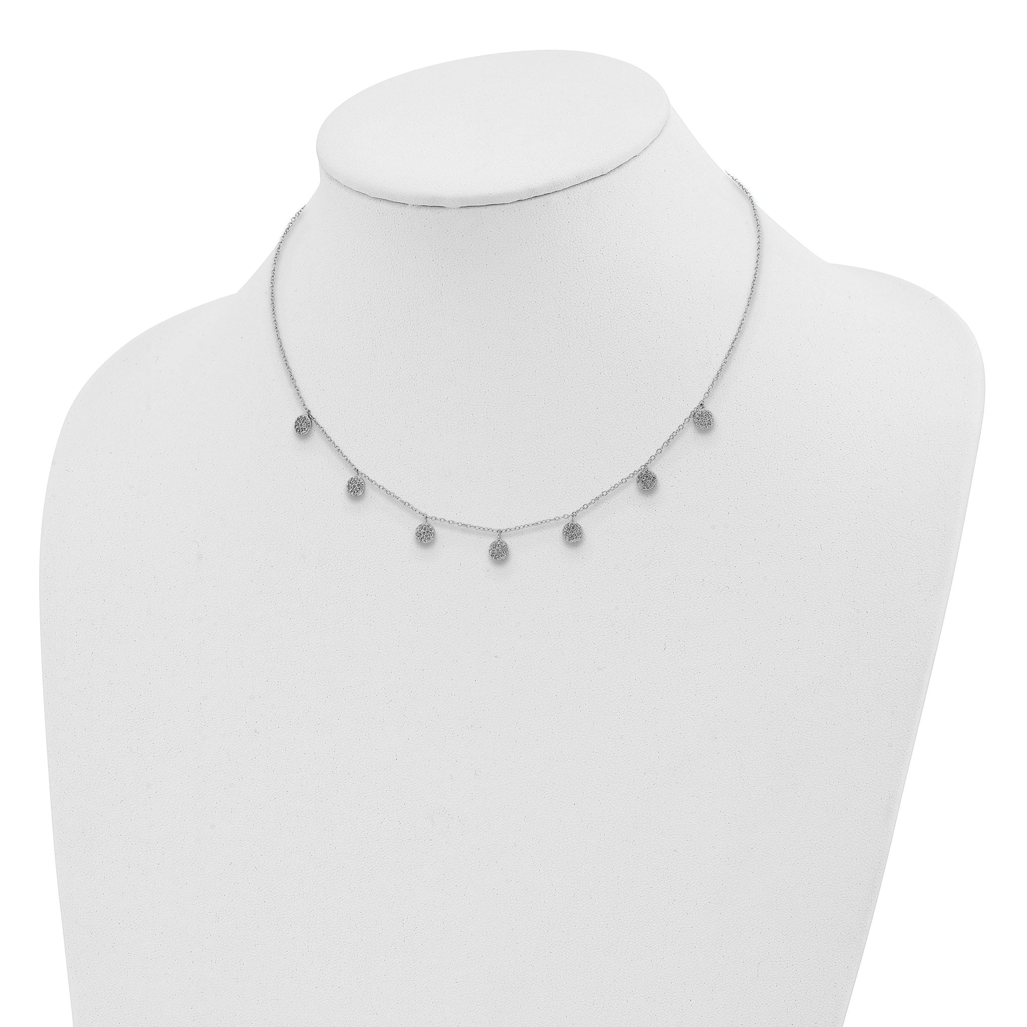 Sterling Silver Rhodium-plated CZ With  4in ext. Choker