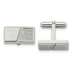 CZ Rectangle Cufflinks in Stainless Steel