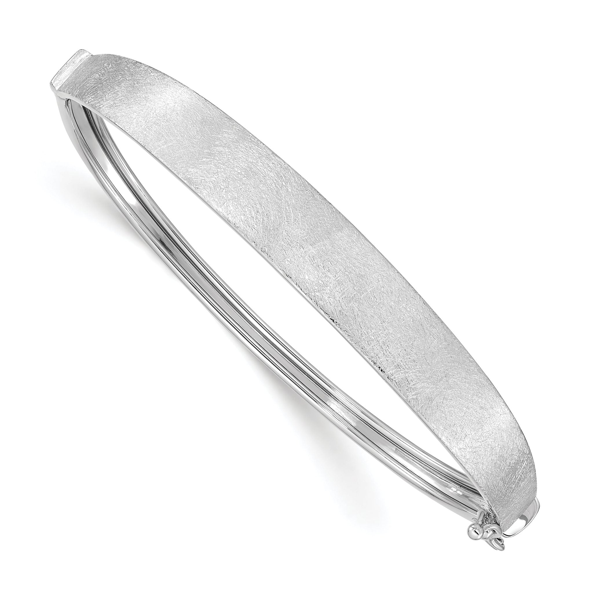 14k White Gold Satin Finish Graduated Hinged Bangle