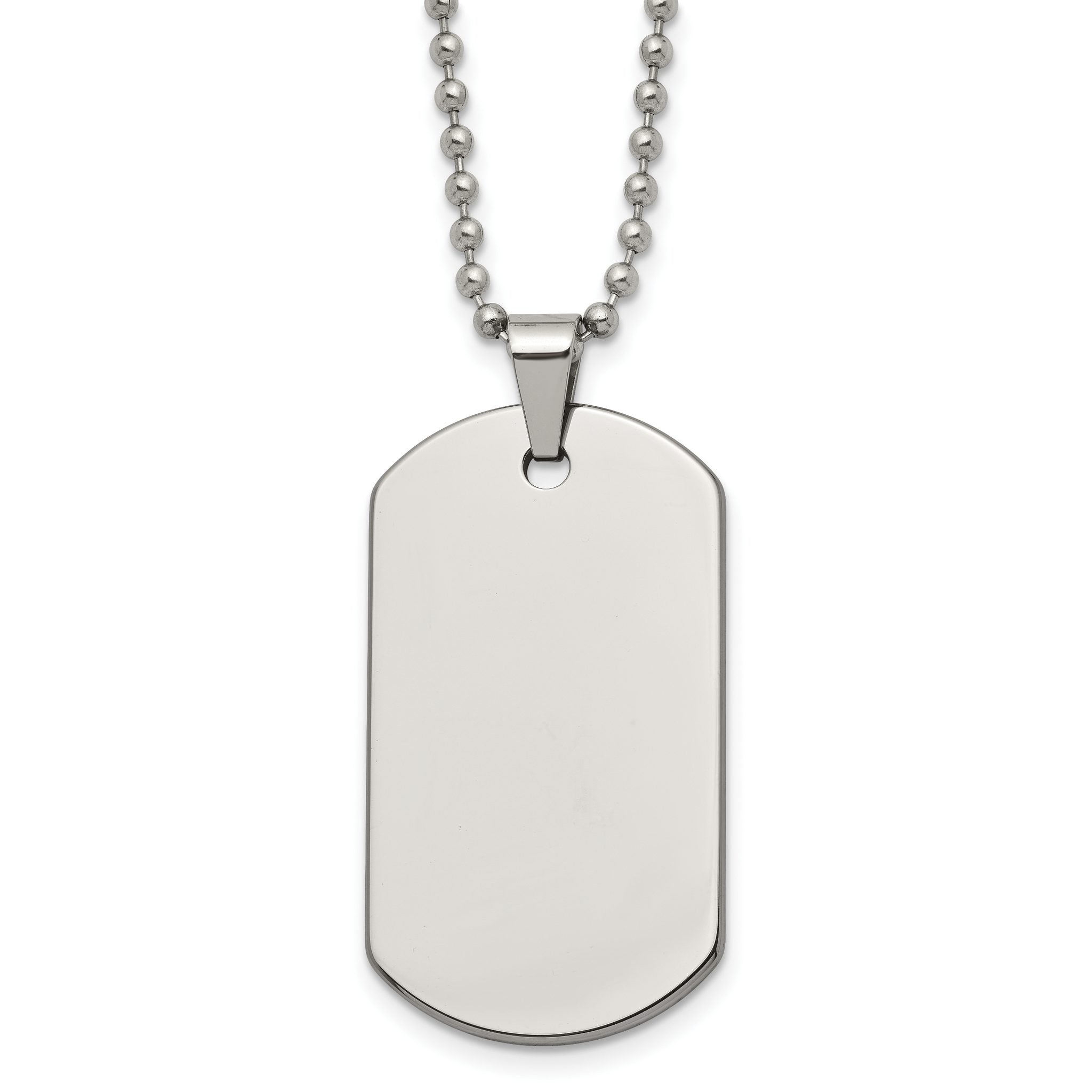 Polished Dog Tag Necklace in Tungsten Main image