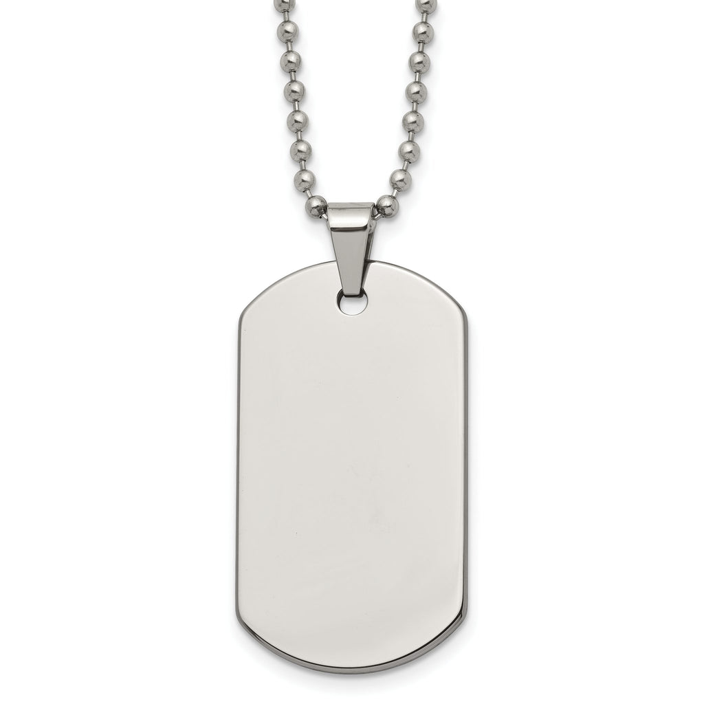 Polished Dog Tag Necklace in Tungsten