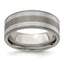 Titanium and Sterling Silver Two-Tone Wedding Band with Grooved Texture