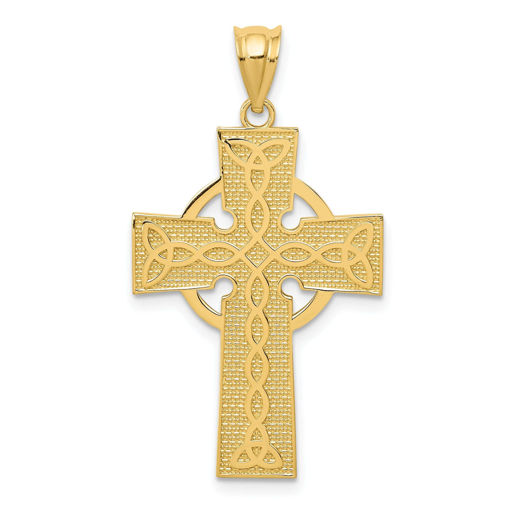 14K Gold Celtic Cross Pendant with Polished Finish and Solid Design