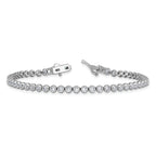 Sterling Shimmer Sterling Silver Rhodium-plated Bezel Set 2.5mm CZ 55 Stone 8 inch Bracelet