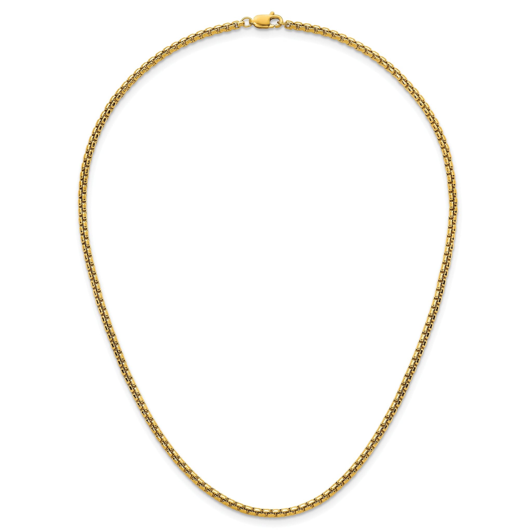 14K Gold Filled Round Venetian Box Chain Necklace in 2.6mm Width
