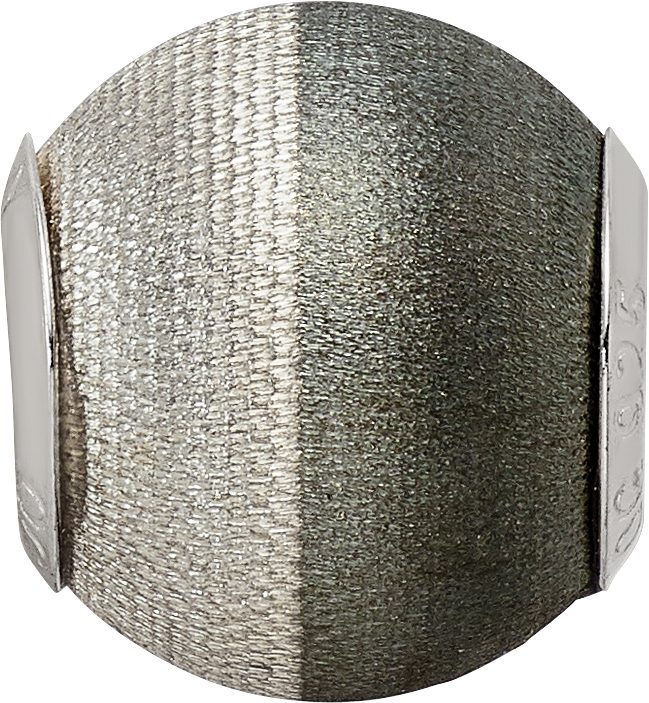 Sterling Silver 925 Hollow Bead with Laser Etched Black Matte Finish