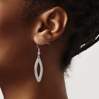 Stainless Steel Polished & Laser Design Oval Drop Dangle Earrings for Women