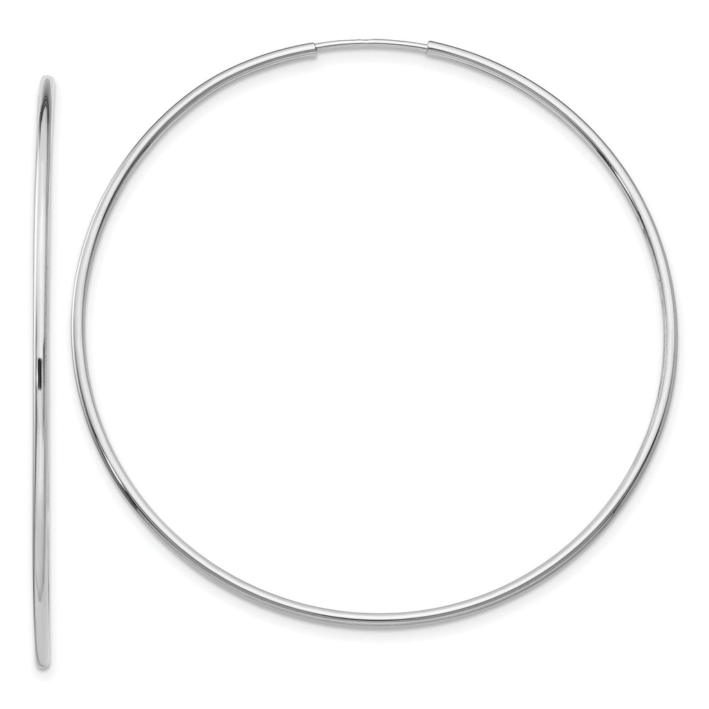 10K White Gold Polished Endless Hoop Earrings for Women, 54mm