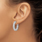 Sterling Shimmer Sterling Silver Rhodium-plated 4mm CZ 22 Stone In and Out Hinged Hoop Earrings