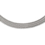 Sterling Silver 925 Polished Mesh Braided Necklace Elegant Fancy Design