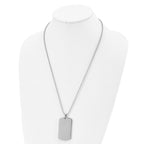 Chain Stainless Steel Brushed and Polished Rounded Edge 4mm Dog Tag on a 24in Ball Chain Necklace