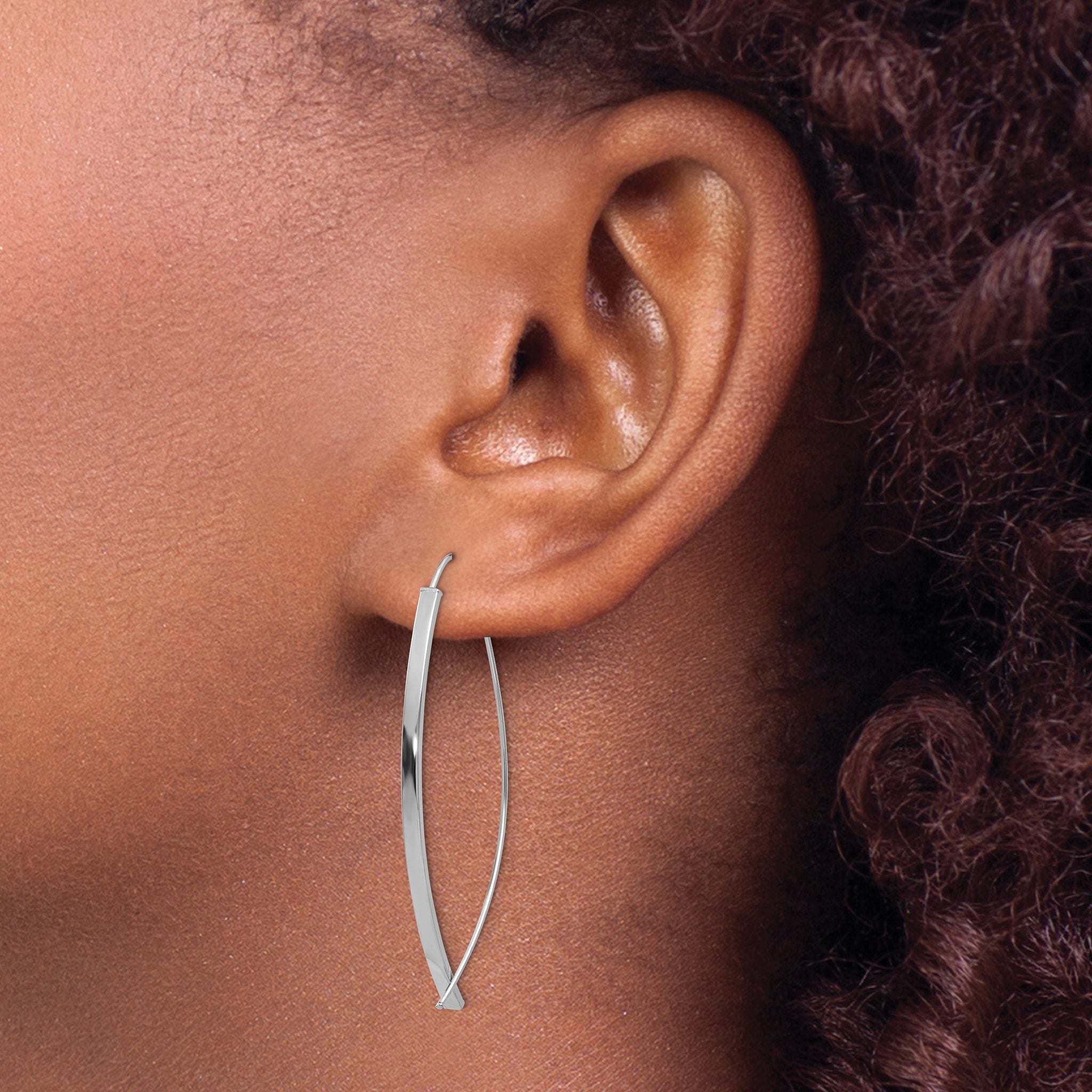 14k 1.75mm Square Tube White Gold Wire Threader Earrings