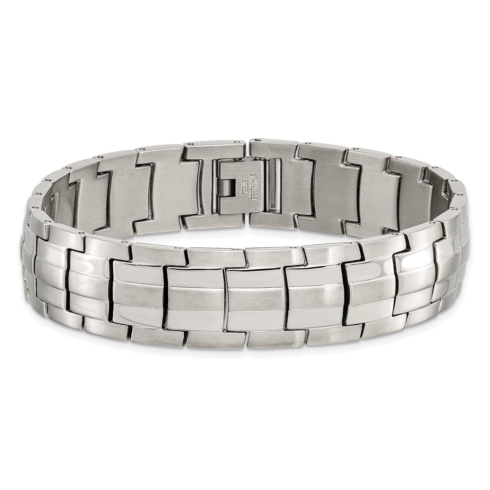 Stainless Steel Brushed and Polished Link Bracelet for Men