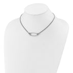 SS RH-plat Polish/Dia-cut Oval 2-Strand w/1.25in ext. Necklace