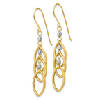 14k Two-tone Oval Beaded Dangle Earrings