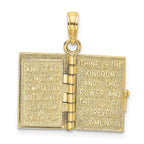10K Yellow Gold 3-D Moveable Pages Holy Bible w/ Lords Prayer Charm