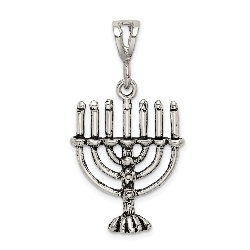 Sophia Jewelers Sterling Silver Antiqued Menorah Charm Vintage Inspired