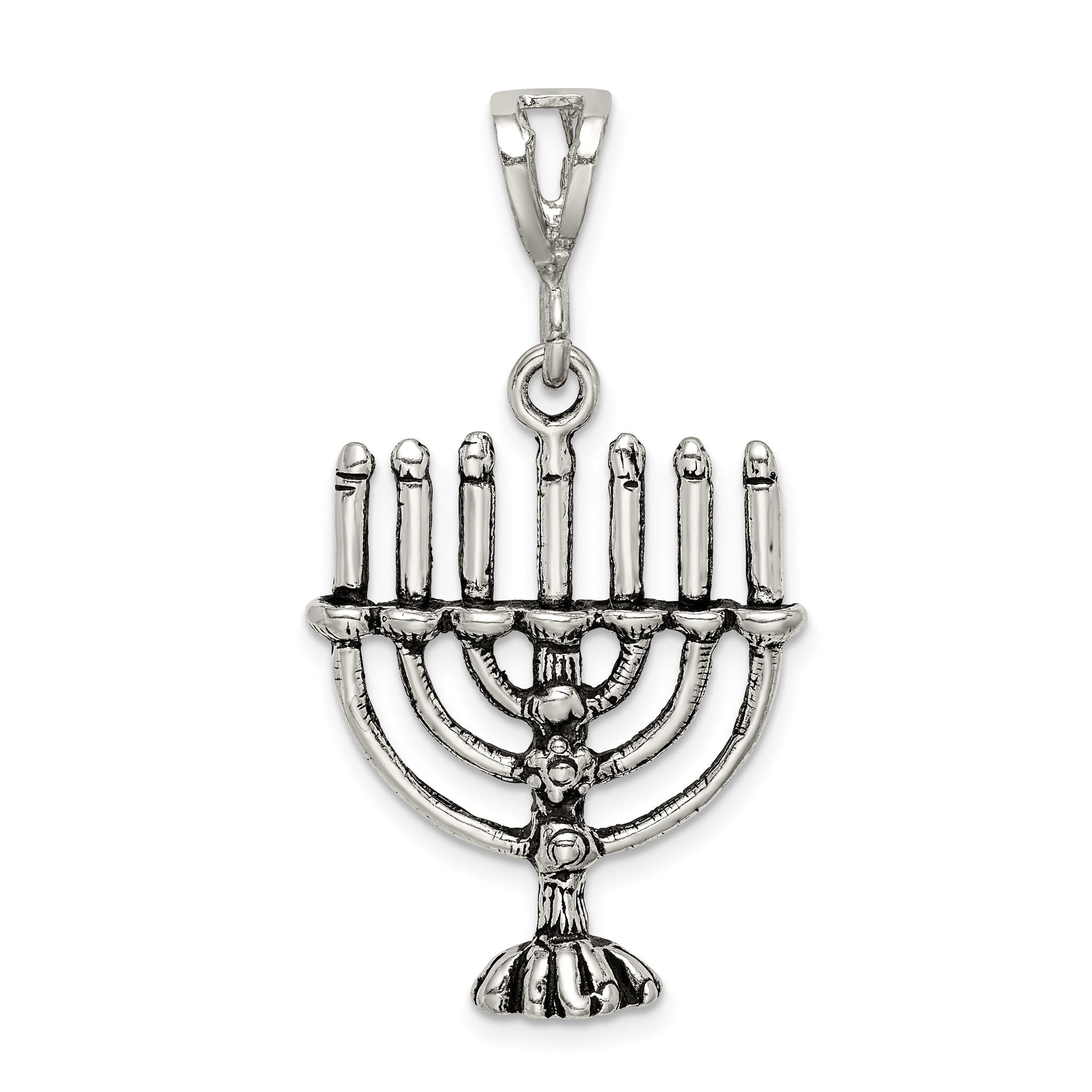 Sophia Jewelers Sterling Silver Antiqued Menorah Charm Vintage Inspired