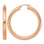 Stainless Steel Rose Gold-Tone Polished Textured Hoop Earrings for Women
