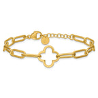 Sterling Silver Gold-plated Clover Fancy Link w/1in ext. Bracelet