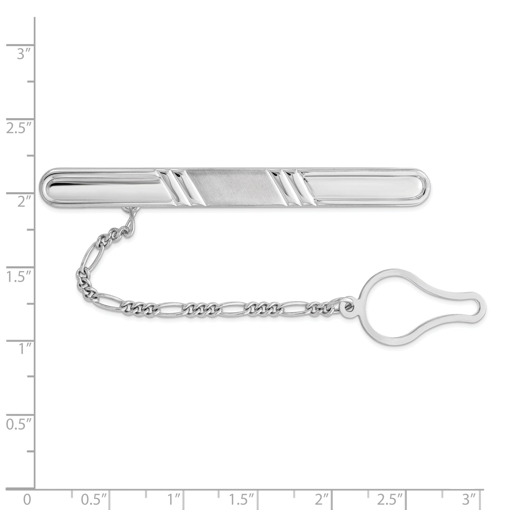 Men's 925 Sterling Silver Rhodium Plated Tie Clip with Polished Finish