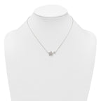 Sterling Silver Polished Pink and White CZ Flowers 16 inch with 2 inch Extension Necklace