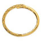 14k Polished Fancy Byzantine 4.50mm Hinged Oval Cuff Bangle Bracelet