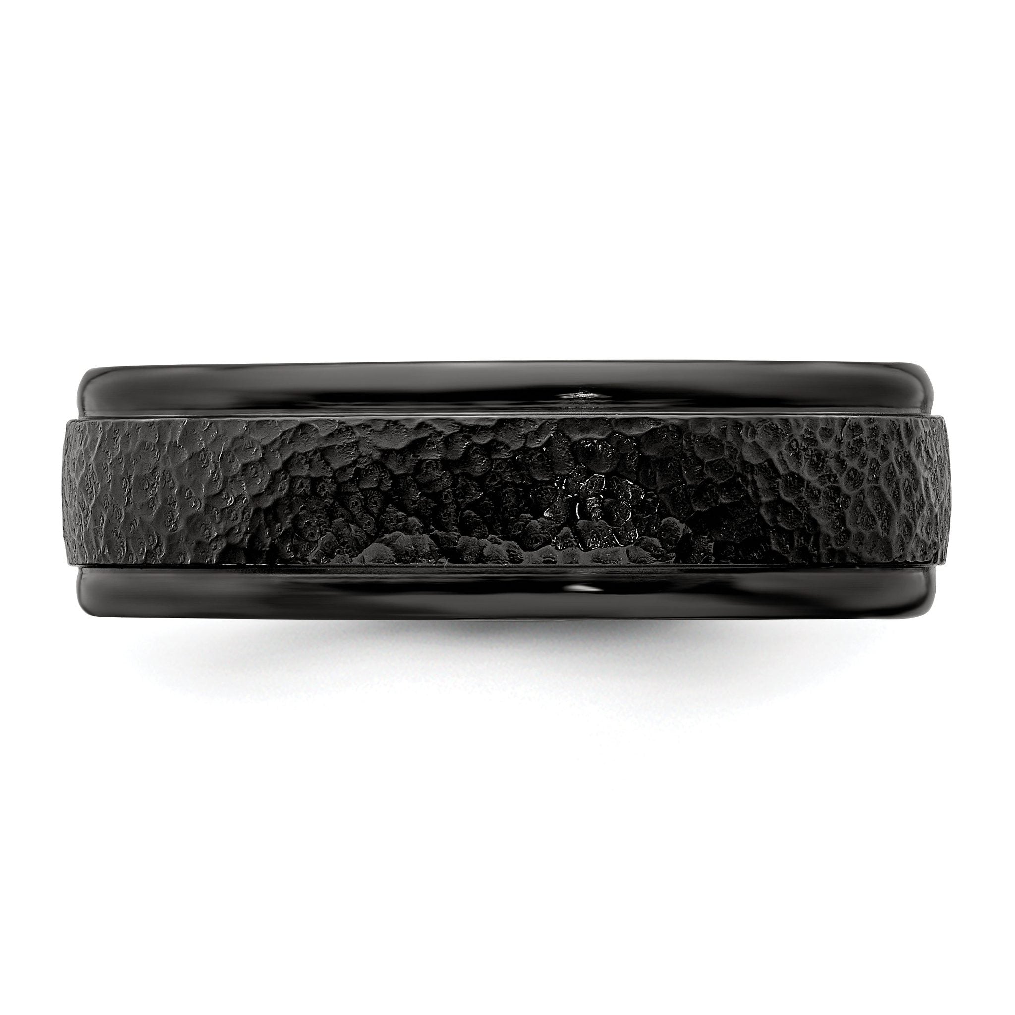 Edward Mirell Titanium Black Ti Hammered 7mm Band