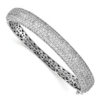 Sterling Shimmer Sterling Silver Rhodium-plated 439 Stone CZ PavÃÂ¢Ã¢âÂ¬ÃÂ¡ Hinged Bangle