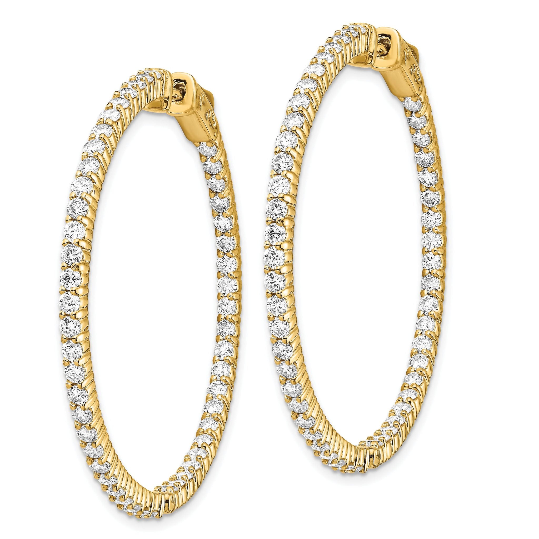 14k Diamond Round Hoop w/Safety Clasp Earrings Secondary image