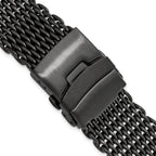 20mm Matte Black PVD-plated Stainless Shark Mesh with Divers Clasp 7 inch Watch Strap