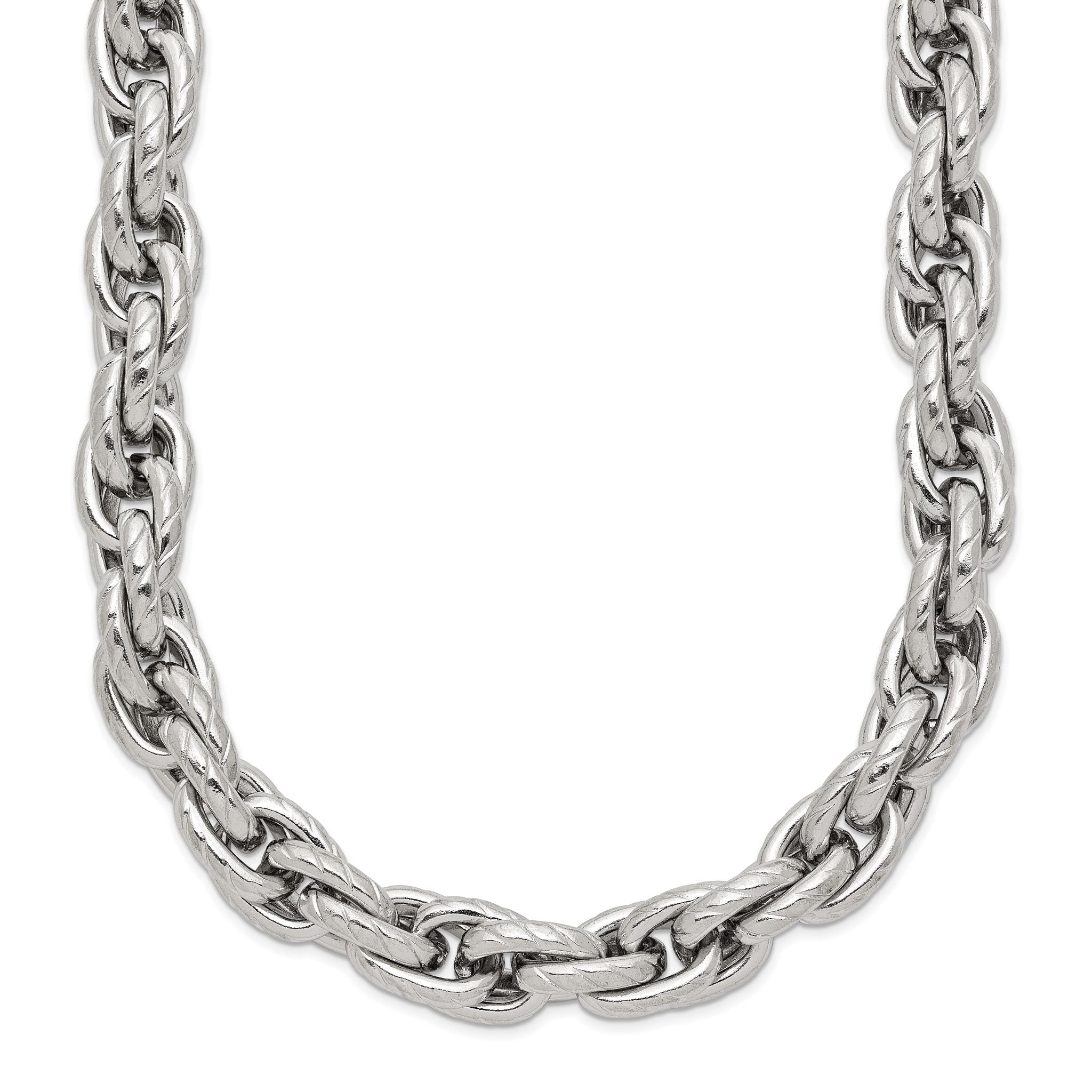 Chisel Stainless Steel Polished and Textured 24 inch Fancy Rope Chain Main image