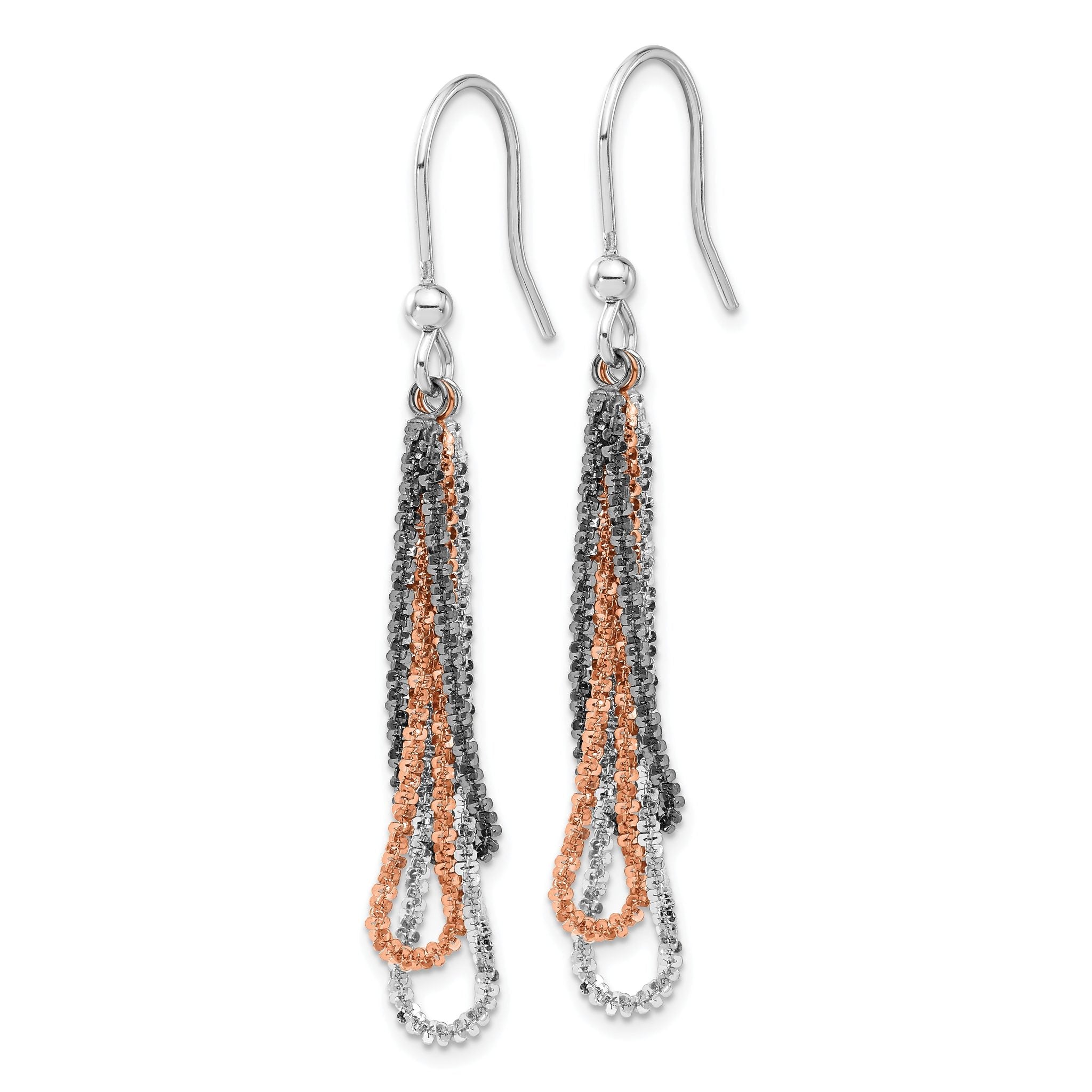 Sterling Silver 925 Dangle Earrings with Black Ruthenium & Rose-Tone Finish Secondary image