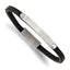 Stainless Steel Brushed Black Leather ID Bracelet for Men