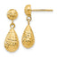 14K Gold Diamond-Cut Dangle Earrings with Polished Finish and Lifetime Warranty