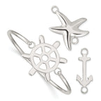 Sterling Silver 925 Women's Bangle with Interchangeable Nautical Charms